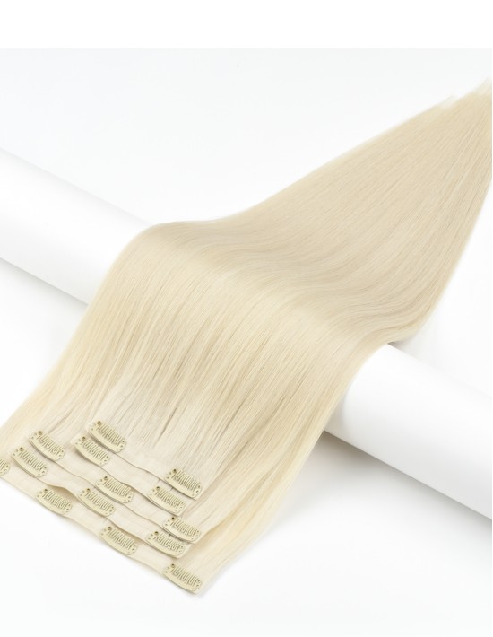 Clips Haarverlängerung PolarBlond mit wundervollem Echthaar - Extens Hair