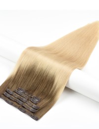 Extension à clip Ombré Hair Latte Cendré - Extension cheveu naturel 50cm