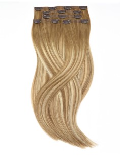 Clip-Haarverlängerung Balayage Aschbraun & Highlight -100% Echthaar