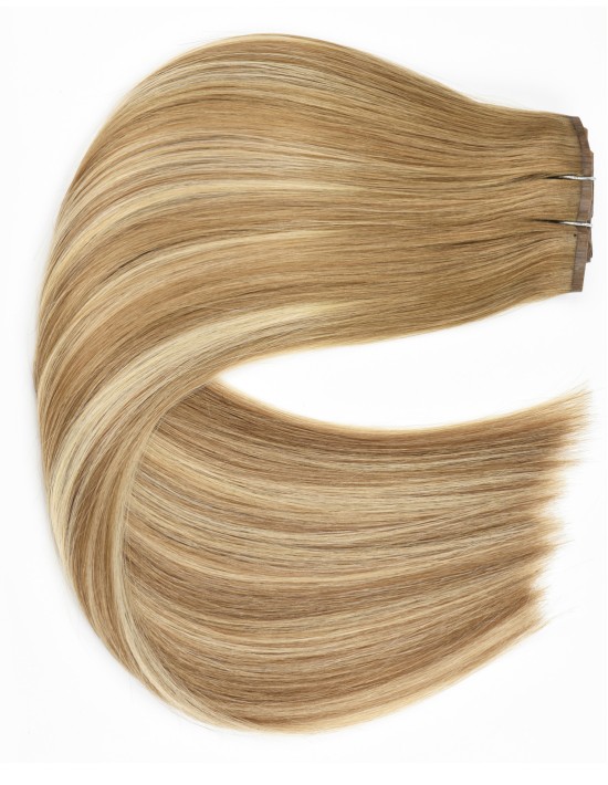 Clip-Haarverlängerung Balayage Aschbraun & Highlight -100% Echthaar