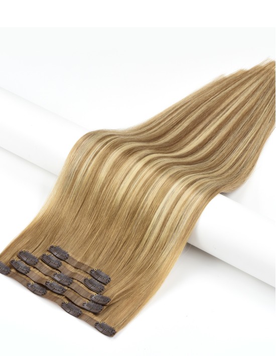 Extension à clip Balayage Brun Cendré Blond, 50cm