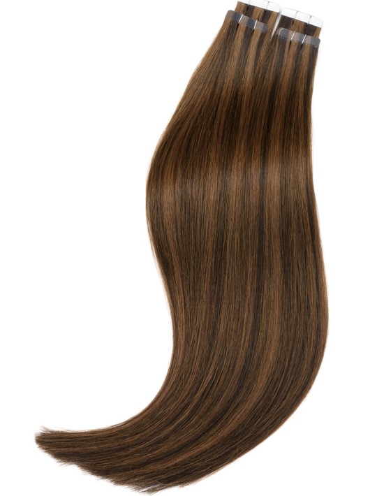 10 Extensions Adhésives méchée Brun foncé cuivré - Exten's Hair