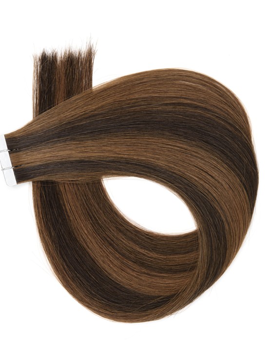 10 Extensions Adhésives méchée Brun foncé cuivré - Exten's Hair