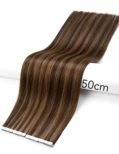 10 Extensions Adhésives méchée Brun foncé cuivré - Exten's Hair