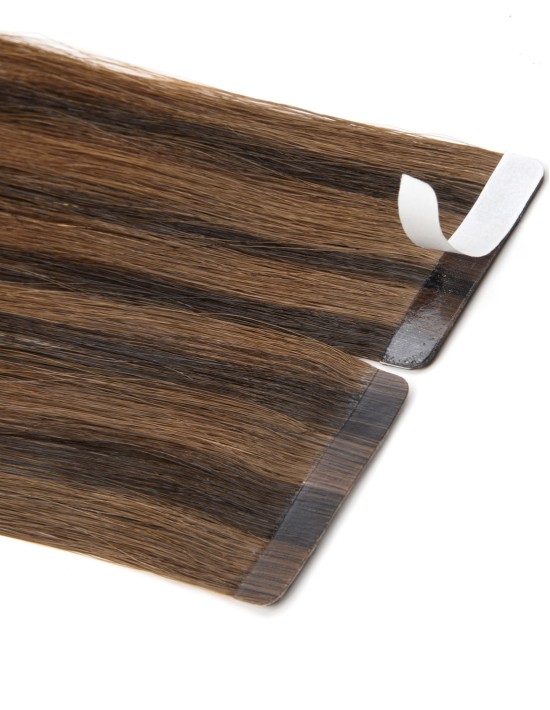 Tape-Extensions Haarverlängerung in Dunkles Kupferbraun - Best Haar