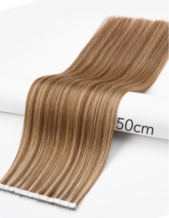 10 Extensions Adhésives méchée Châtain Clair Chocolat - Exten's Hair