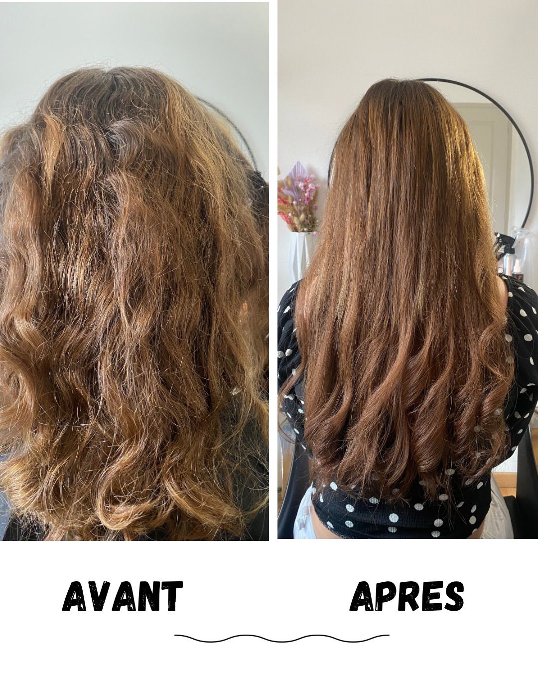 Avant / après en extension kératine pose en alsace 68
